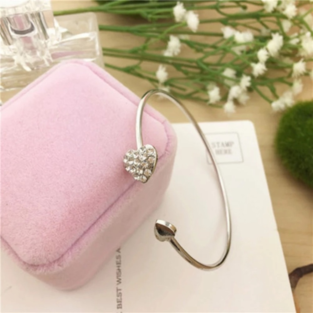 Adjustable Diamond Studded Heart Bracelet